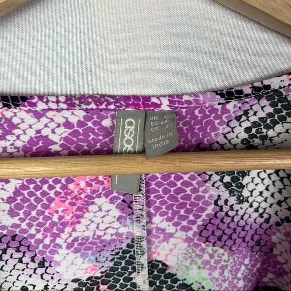 ASOS Swim Kimono Sleeve Purple Snake Print Lightweight Romper 2 - Picture 4 of 5